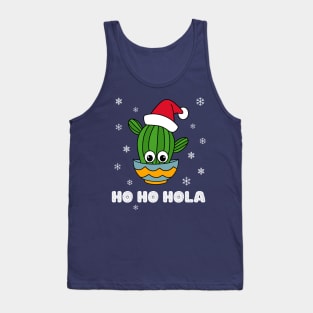 Ho Ho Hola - Cactus With A Santa Hat In A Bowl Tank Top